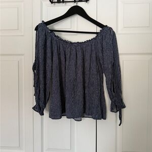 American Eagle Outfitters Navy Off-Shoulder Blouse